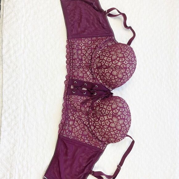 BUY 1 GET 1 FREE Victoria’s Secret Corset bra padded demi lace up balconette 34d - Picture 4 of 8